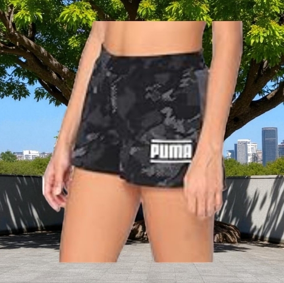 GUC Puma Black Athletic Shorts with Camo Design Size Large - Picture 2 of 9